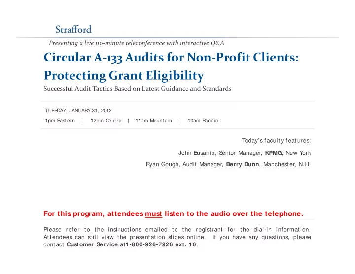 circular a 133 audits for non profit clients protecting