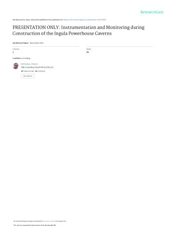 PRESENTATION ONLY: Instrumentation and Monitoring during  Construction of the Ingula Powerhouse