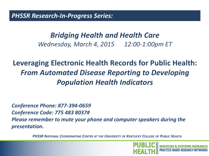 leveraging electronic health records for public health