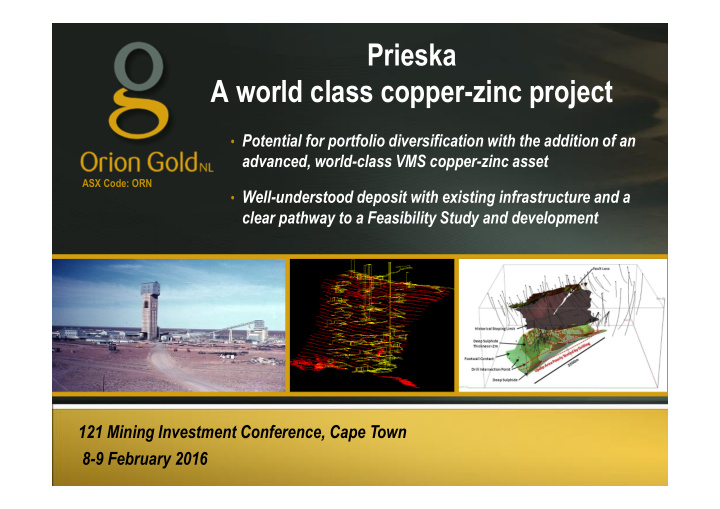 prieska a world class copper zinc project