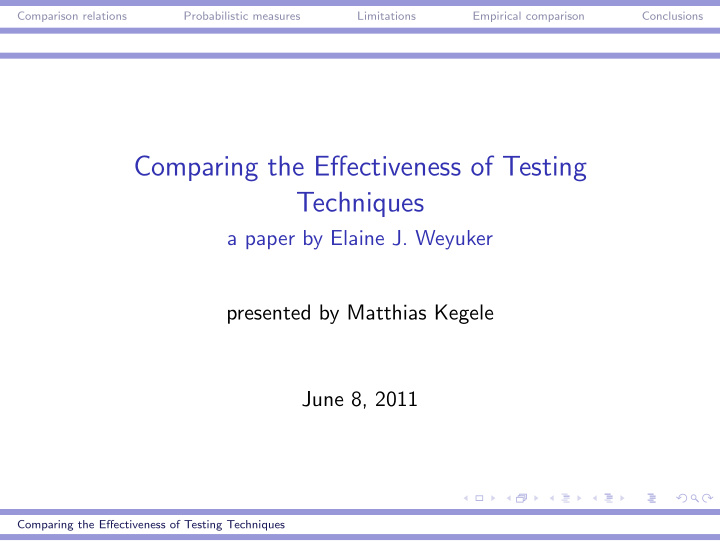 comparing the effectiveness of testing techniques