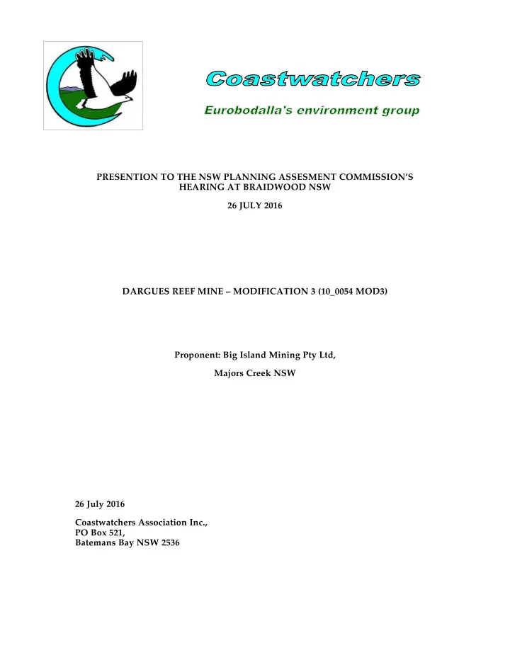 presention to the nsw planning assesment commission s