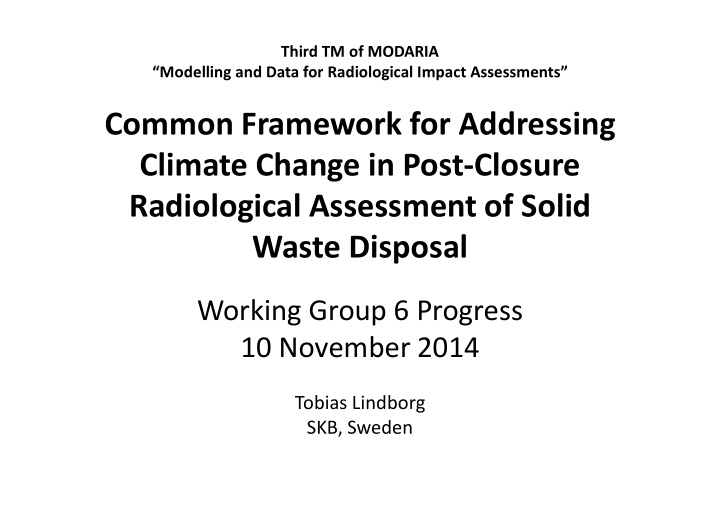 common framework for addressing climate change in post