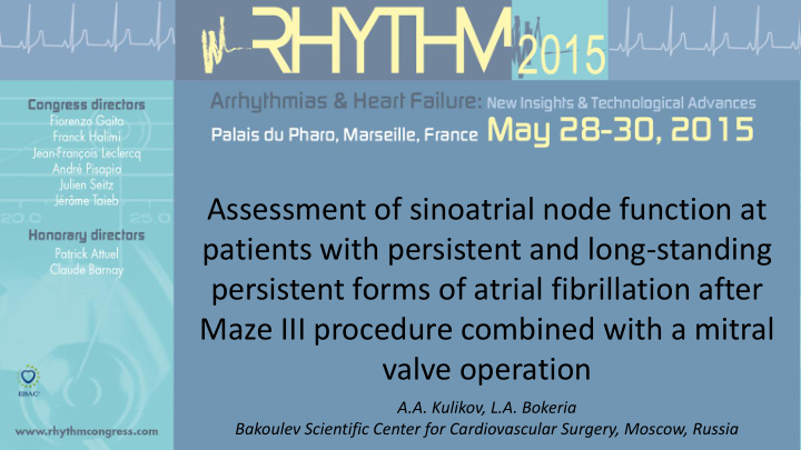 assessment of sinoatrial node function at patients with