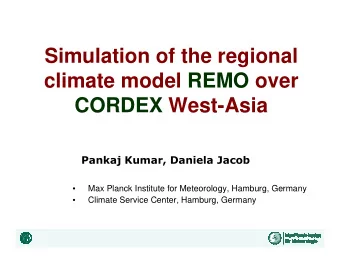 Simulation of the regional  climate model REMO over  CORDEX West-Asia