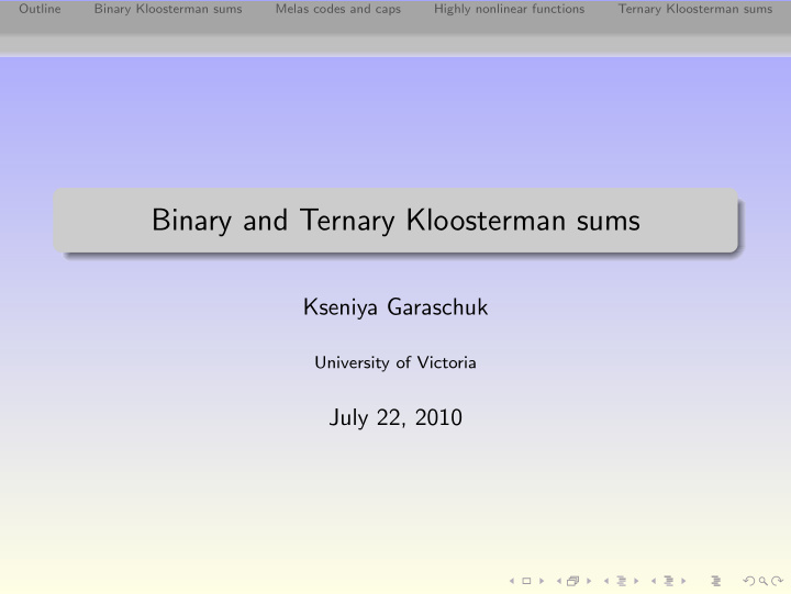 binary and ternary kloosterman sums