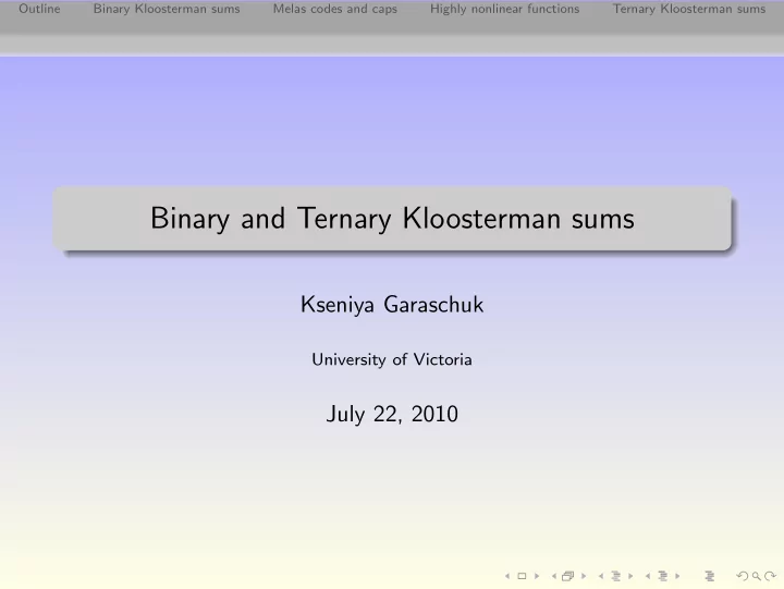 binary and ternary kloosterman sums