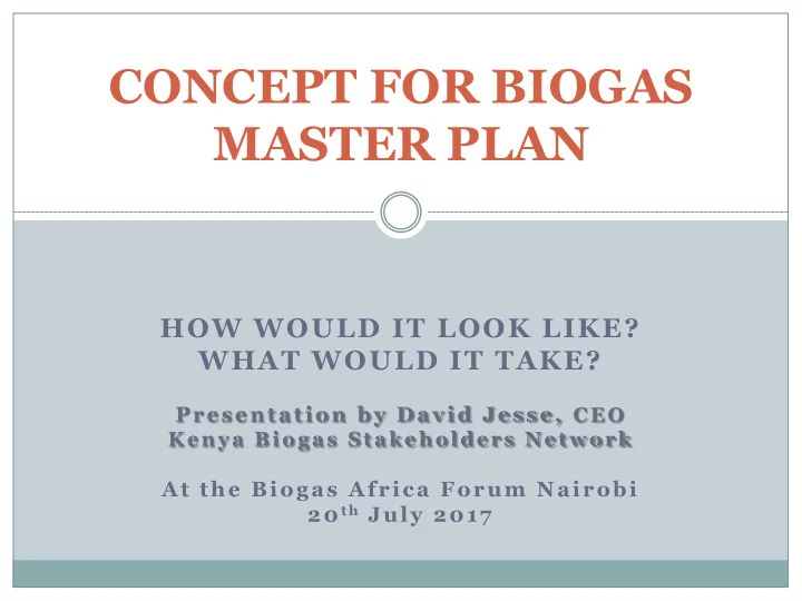 concept for biogas