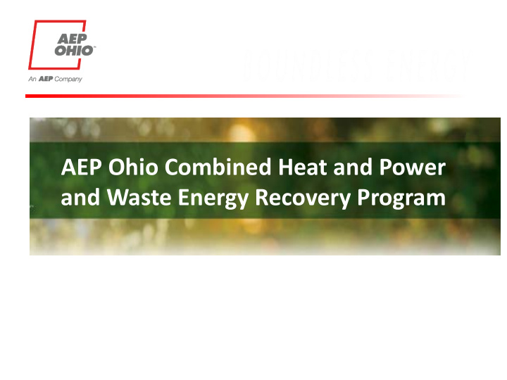 aep ohio combined heat and power and waste energy