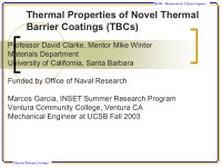 thermal properties of novel thermal barrier coatings tbcs