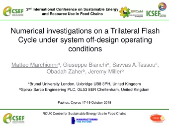 Numerical investigations on a Trilateral Flash  Cycle under system off-design operating  conditions