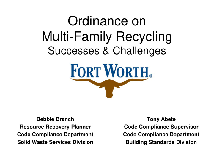 ordinance on multi family recycling