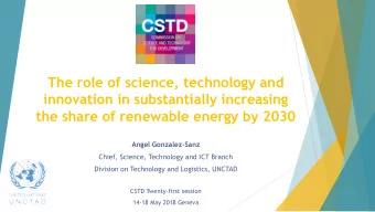 The role of science, technology and  innovation in substantially increasing  the share of renewable