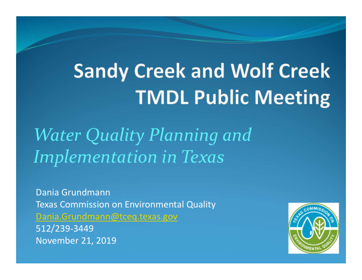 water quality planning and implementation in texas