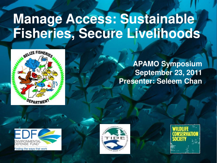 manage access sustainable fisheries secure livelihoods