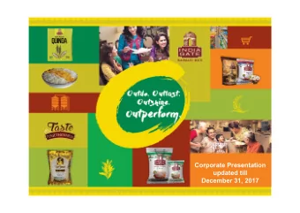 Corporate Presentation  updated till  December 31, 2017 Important Notice  Safe Harbor  This