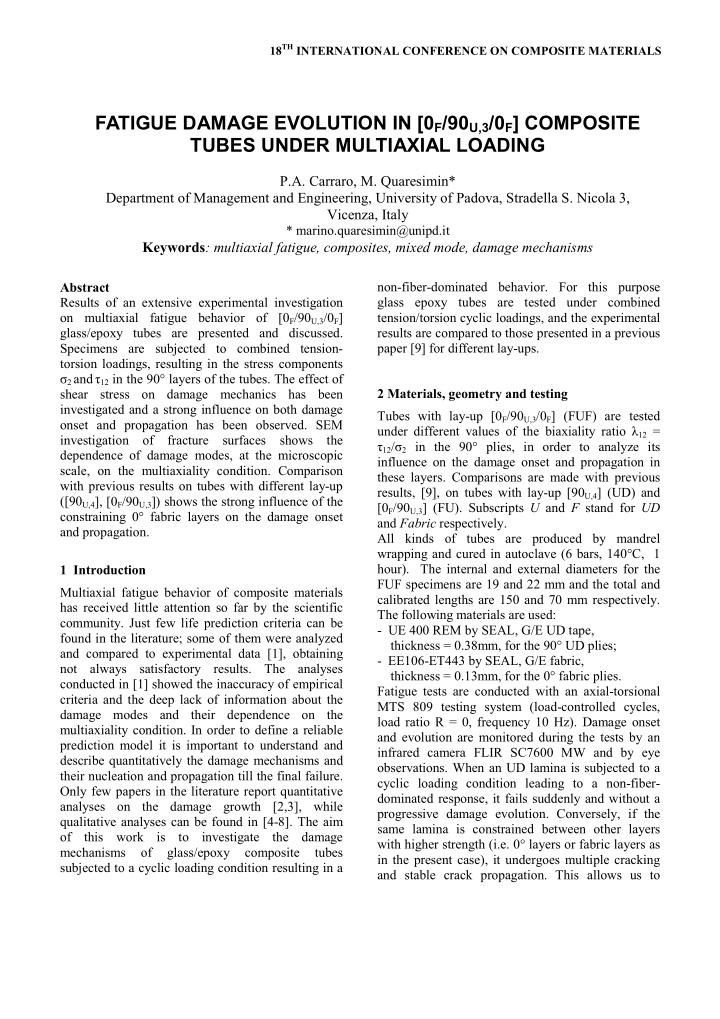 fatigue damage evolution in 0 f 90 u 3 0 f composite