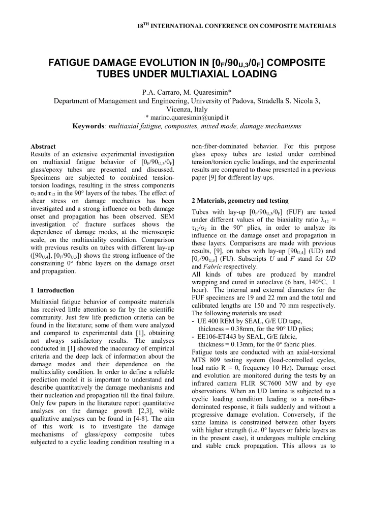 fatigue damage evolution in 0 f 90 u 3 0 f composite