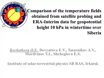 Comparison of the temperature fields  obtained from satellite probing and  ERA-Interim data for