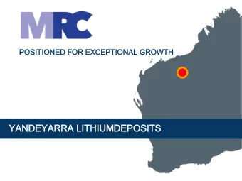 YANDEYARRA LITHIUM  YANDEYARRA LITHIUM  DEPOSITS  DEPOSITS  MRC Exploration Australia Pty Ltd  MRC