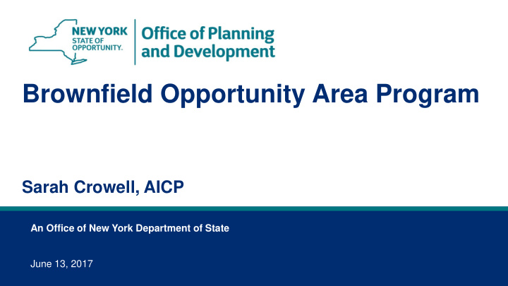 brownfield opportunity area program