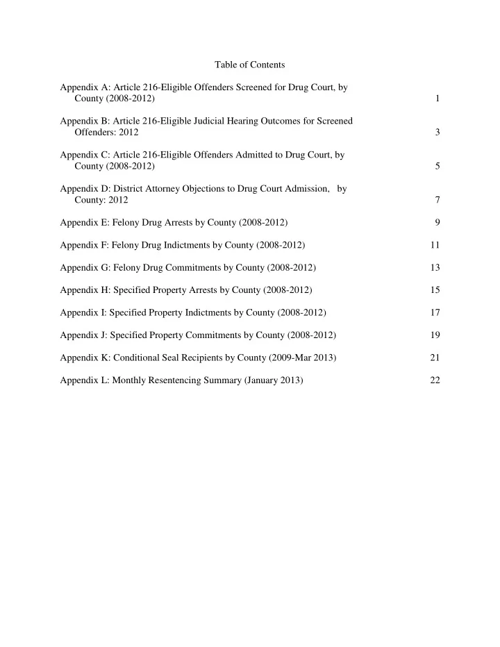 table of contents appendix a article 216 eligible