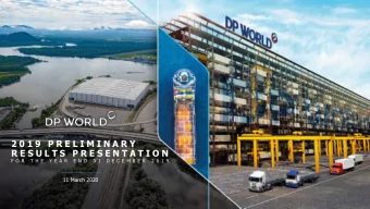 2 0 1 9  P R E L I M I N A R Y  R E S U L T S  P R E S E N T A T I O N  F O R  T H E  Y E A R  E N