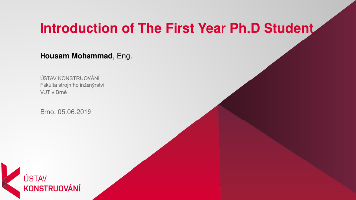 introduction of the first year ph d student
