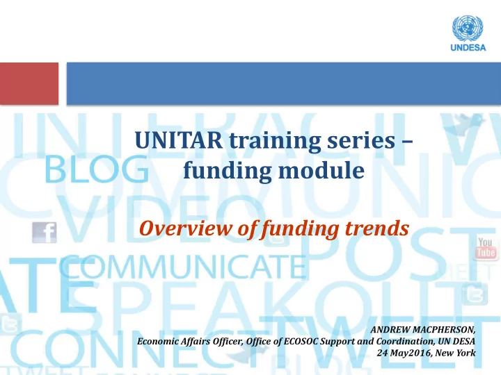 unitar training series funding module