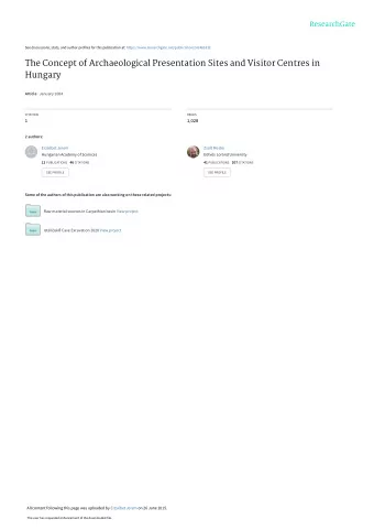 The Concept of Archaeological Presentation Sites and Visitor Centres in  Hungary Article  January