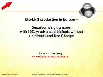 Decarbonising transport  with 10%(+) advanced biofuels without  (In)direct Land Use Change  Peter
