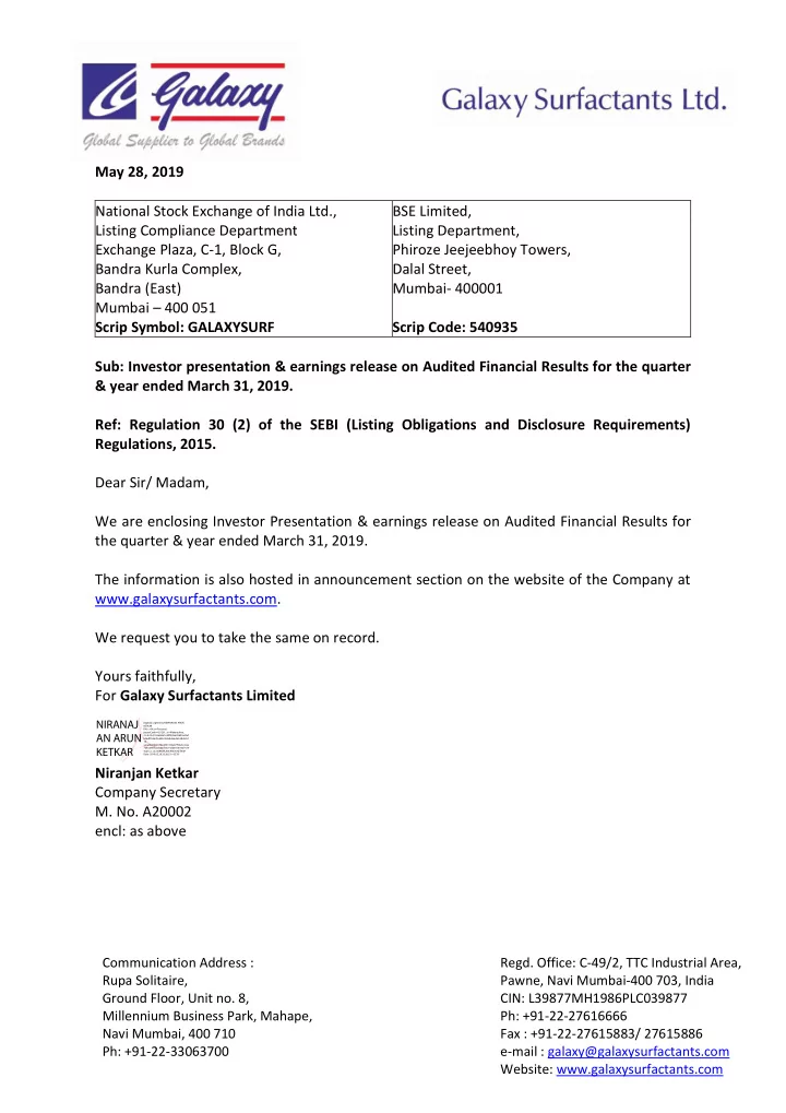 may 28 2019 national stock exchange of india ltd bse