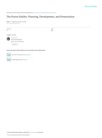 The Poster Exhibit: Planning, Development, and Presentation Article in Orthopaedic Nursing  May