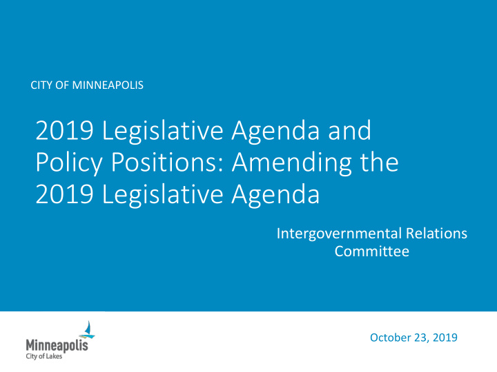 2019 legislative agenda and policy positions amending the