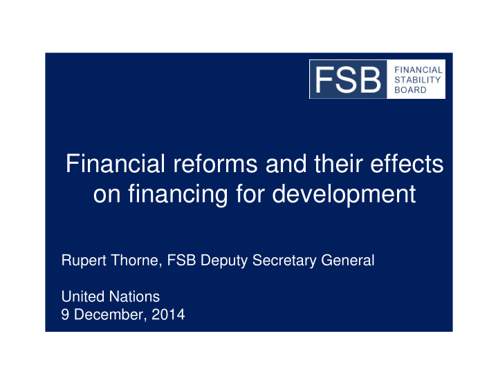 financial reforms and their effects on financing for