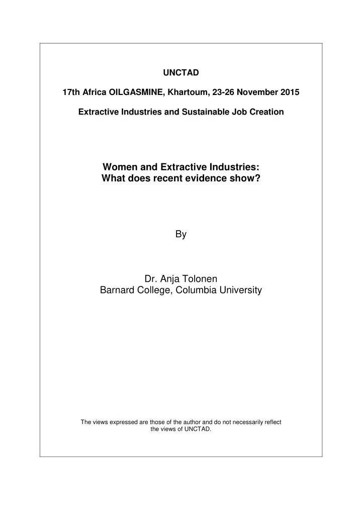 women and extractive industries what does recent evidence