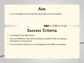 Ai  Aim  I can investigate which materials block light to form shadows.  Succe  Success Cri
