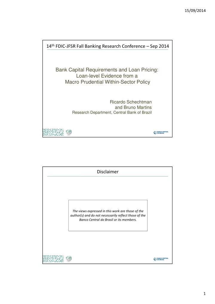 14 th fdic jfsr fall banking research conference sep 2014