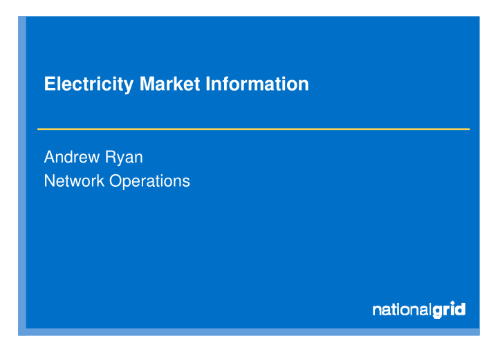 electricity market information