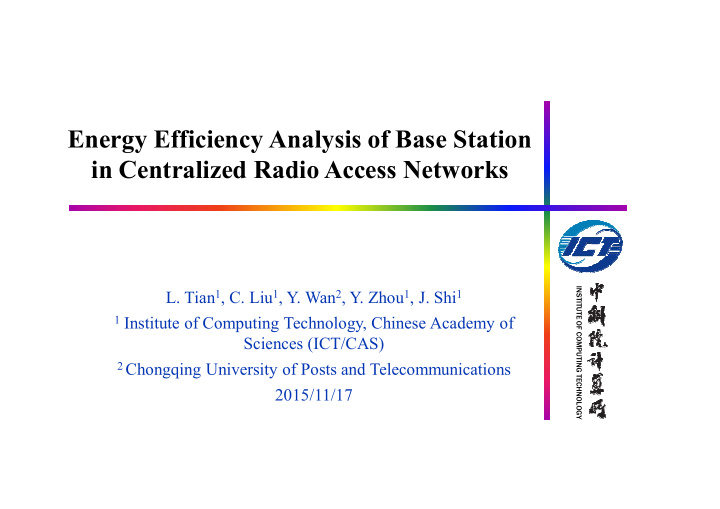 energy efficiency analysis of base station in centralized
