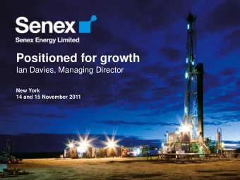 Positioned for growth  Ian Davies, Managing Director  New York  14 and 15 November 2011  Important