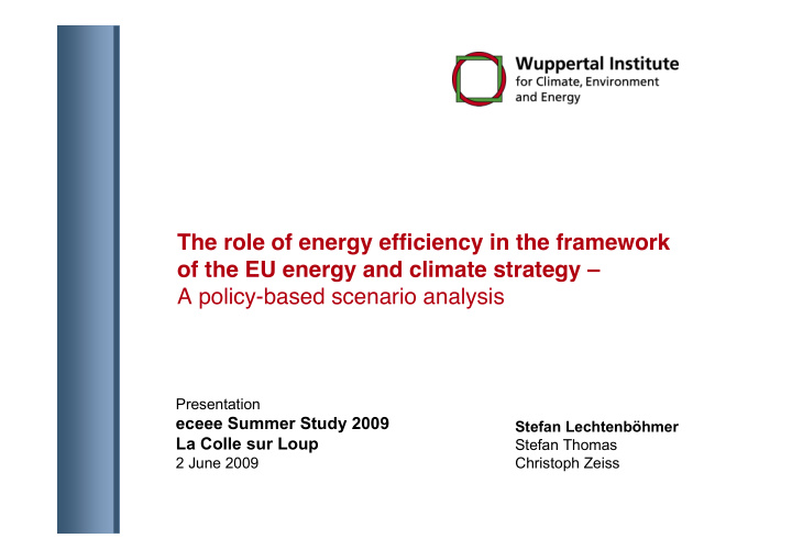 the role of energy efficiency in the framework of the eu