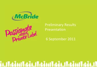 Preliminary Results  Presentation  6 September 2011  Introduction  Iain Napier - Chairman  2