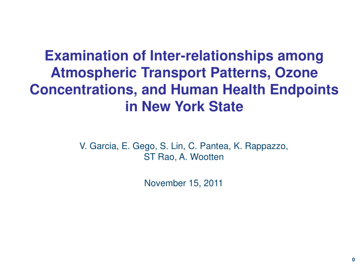 examination of inter relationships among atmospheric