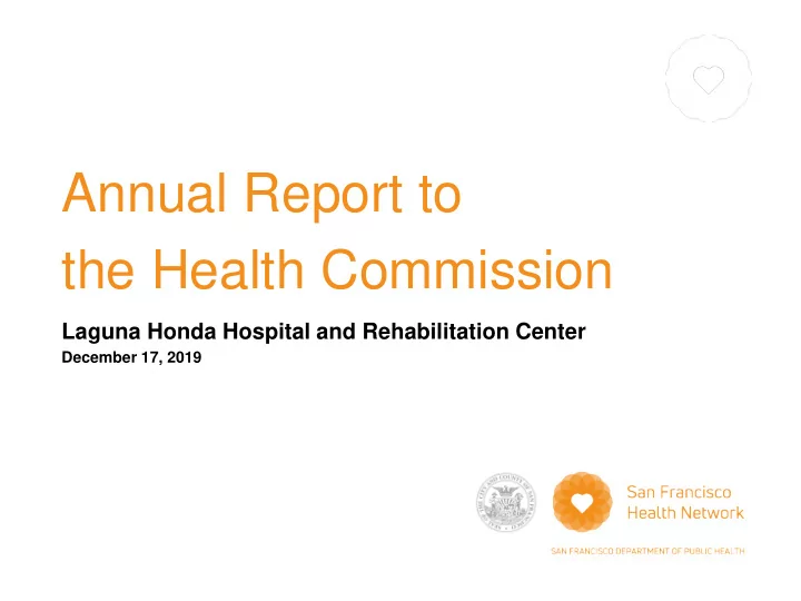 annual report to the health commission
