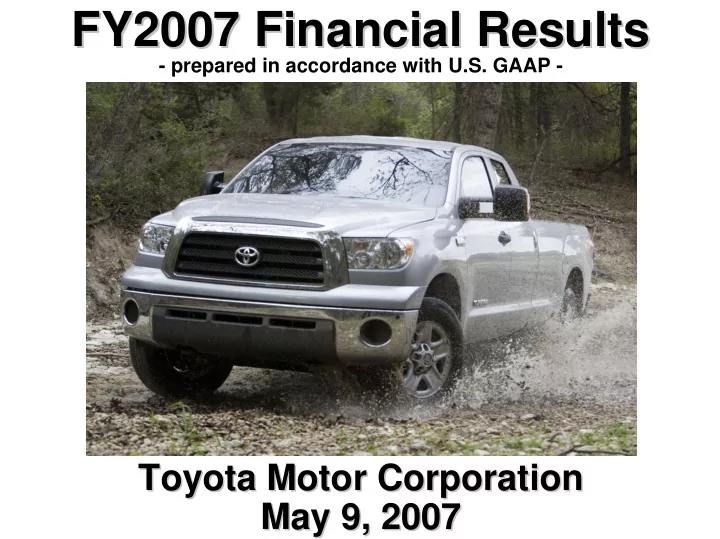 fy2007 financial results fy2007 financial results