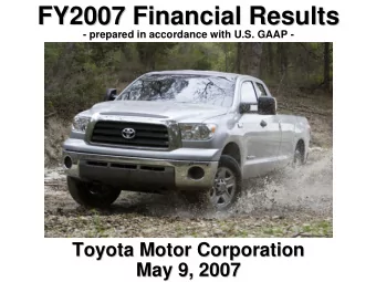 FY2007 Financial Results  FY2007 Financial Results  - prepared in accordance with U.S. GAAP -
