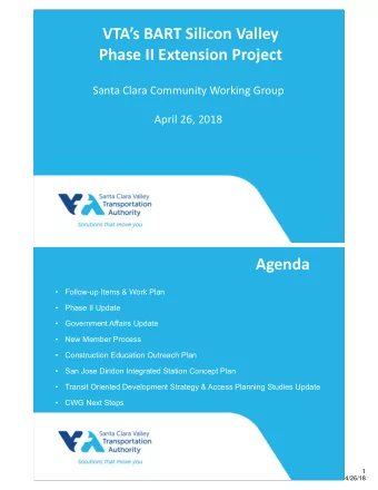 VTAs BART Silicon Valley  Phase II Extension Project  Santa Clara Community Working Group  April