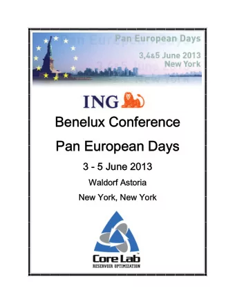 Benelux Conference  Pan European Days  3 - 5 June 2013  Waldorf Astoria New York, New York  Slide 1