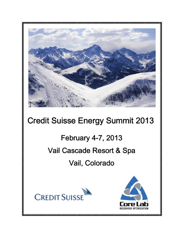 credit suisse energy summit 2013